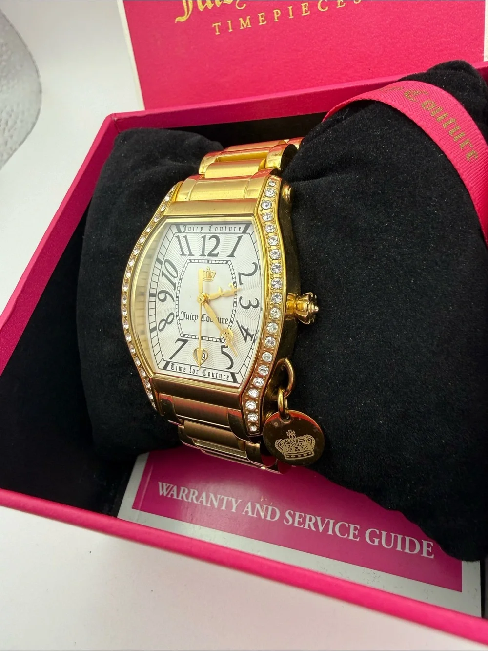 Juicy Couture Gold-Tone Crystal Accent Women's Bracelet Watch with Charm